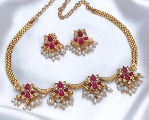 Matte Finish Necklace Earrings